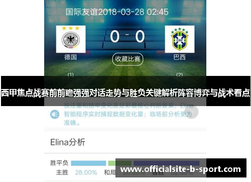 西甲焦点战赛前前瞻强强对话走势与胜负关键解析阵容博弈与战术看点